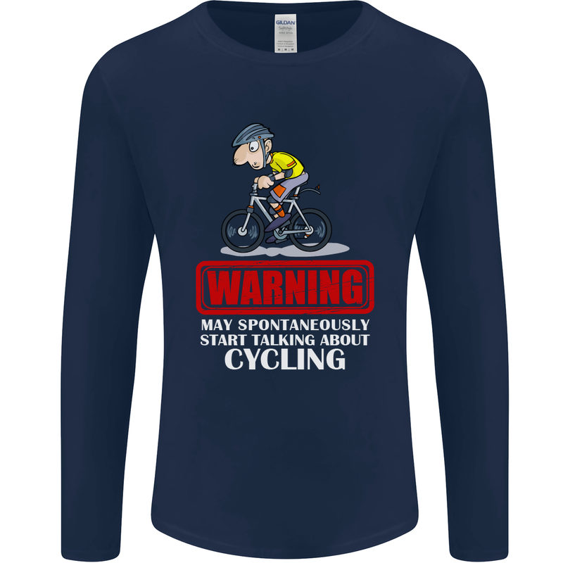 May Start Talking About Cycling Funny Mens Long Sleeve T-Shirt Navy Blue