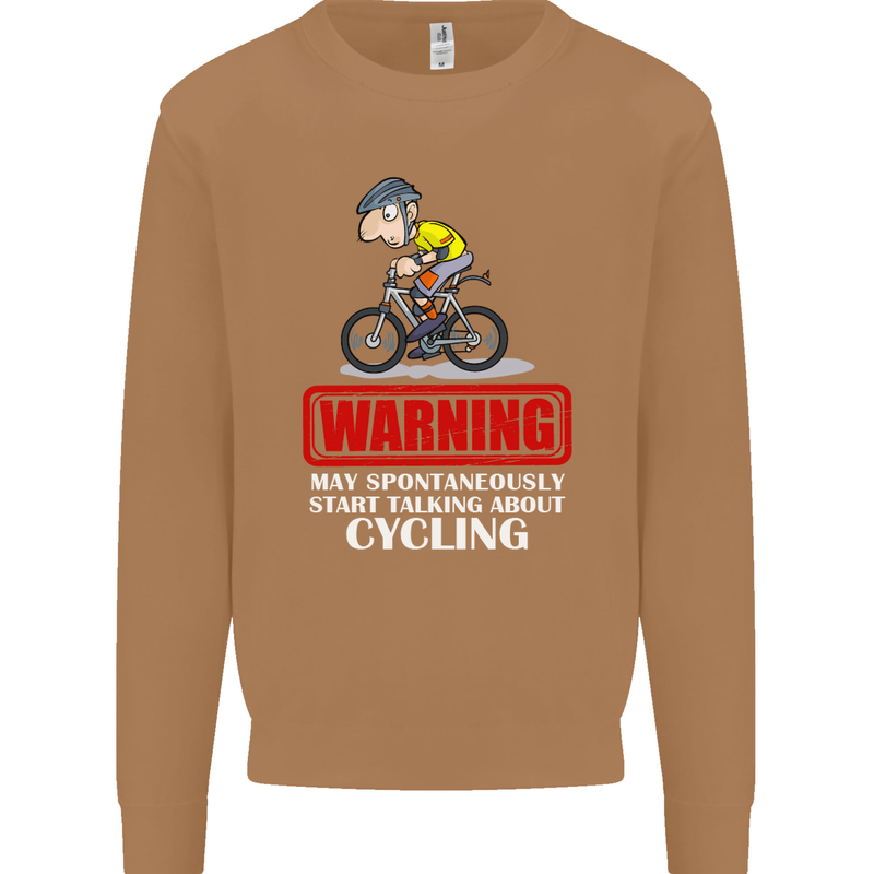 May Start Talking About Cycling Funny Mens Sweatshirt Jumper Caramel Latte