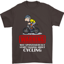 May Start Talking About Cycling Funny Mens T-Shirt Cotton Gildan Dark Chocolate