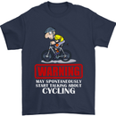 May Start Talking About Cycling Funny Mens T-Shirt Cotton Gildan Navy Blue