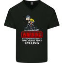 May Start Talking About Cycling Funny Mens V-Neck Cotton T-Shirt Black