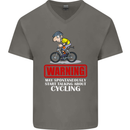 May Start Talking About Cycling Funny Mens V-Neck Cotton T-Shirt Charcoal