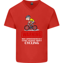 May Start Talking About Cycling Funny Mens V-Neck Cotton T-Shirt Red