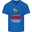 May Start Talking About Cycling Funny Mens V-Neck Cotton T-Shirt Royal Blue