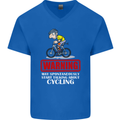 May Start Talking About Cycling Funny Mens V-Neck Cotton T-Shirt Royal Blue