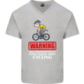 May Start Talking About Cycling Funny Mens V-Neck Cotton T-Shirt Sports Grey