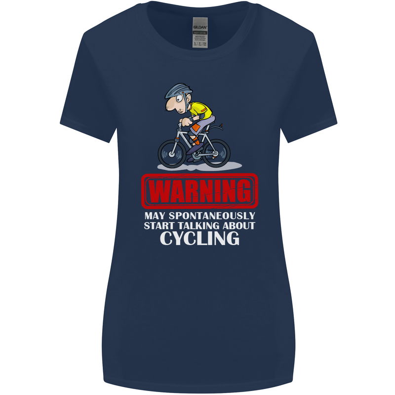 May Start Talking About Cycling Funny Womens Wider Cut T-Shirt Navy Blue