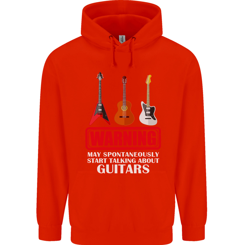 May Start Talking About Guitars Guitarist Childrens Kids Hoodie Bright Red