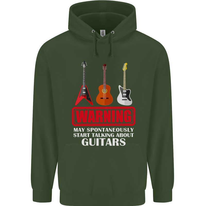 May Start Talking About Guitars Guitarist Childrens Kids Hoodie Forest Green