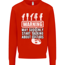 May Start Talking About Guitars Guitarist Kids Sweatshirt Jumper Bright Red