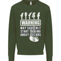 May Start Talking About Guitars Guitarist Kids Sweatshirt Jumper Forest Green