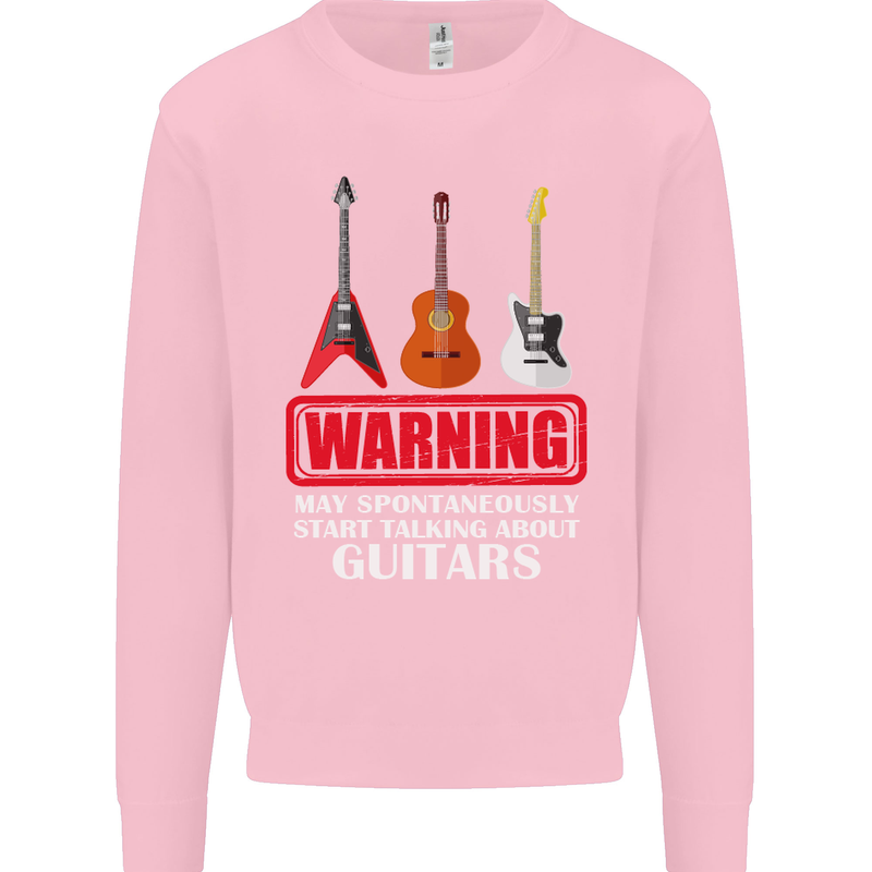 May Start Talking About Guitars Guitarist Kids Sweatshirt Jumper Light Pink