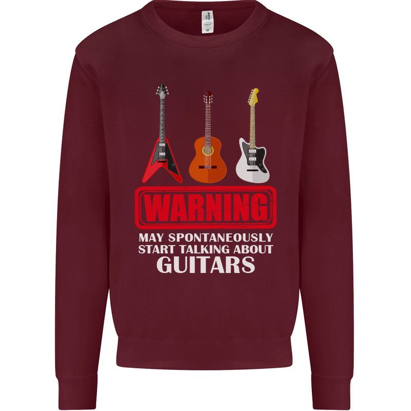 May Start Talking About Guitars Guitarist Kids Sweatshirt Jumper Maroon