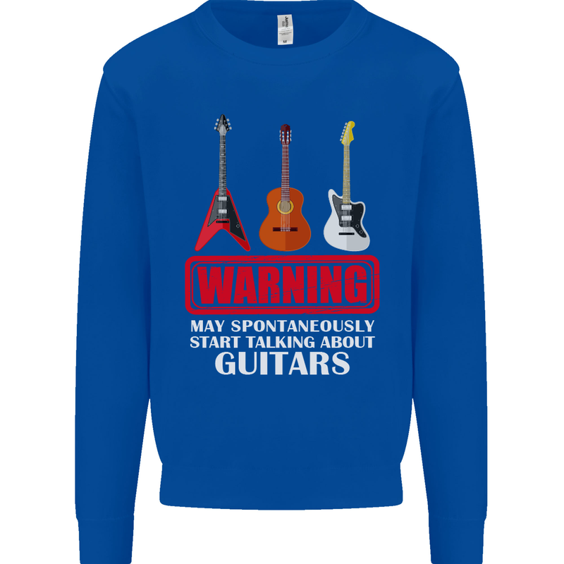 May Start Talking About Guitars Guitarist Kids Sweatshirt Jumper Royal Blue