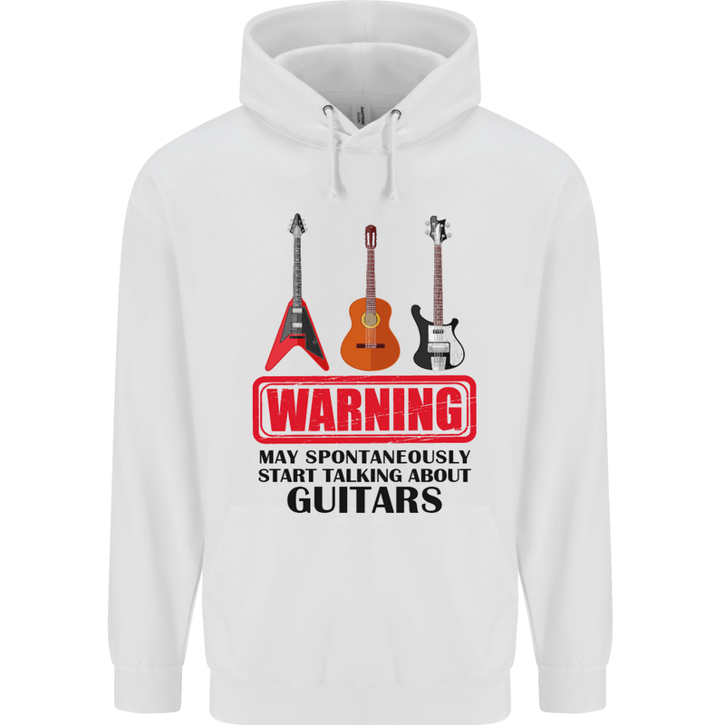 May Start Talking About Guitars Guitarist Mens 80% Cotton Hoodie White