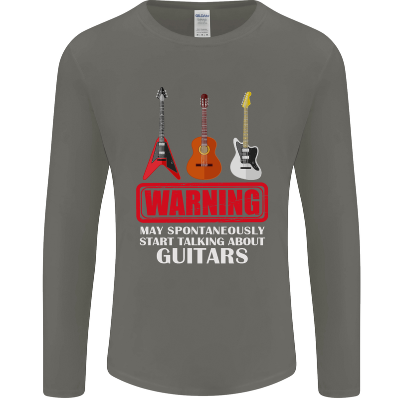 May Start Talking About Guitars Guitarist Mens Long Sleeve T-Shirt Charcoal