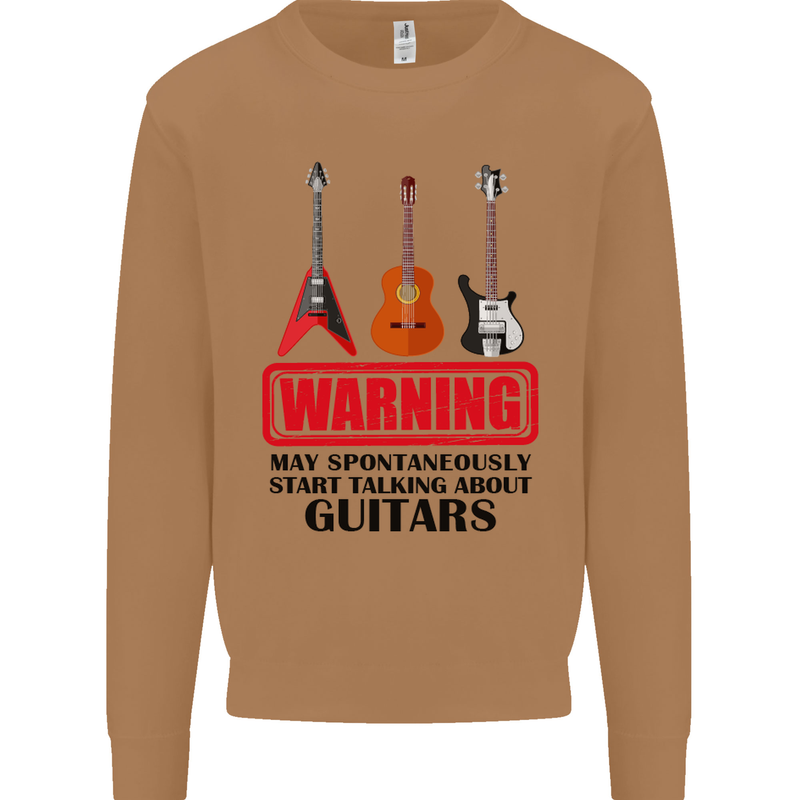 May Start Talking About Guitars Guitarist Mens Sweatshirt Jumper Caramel Latte