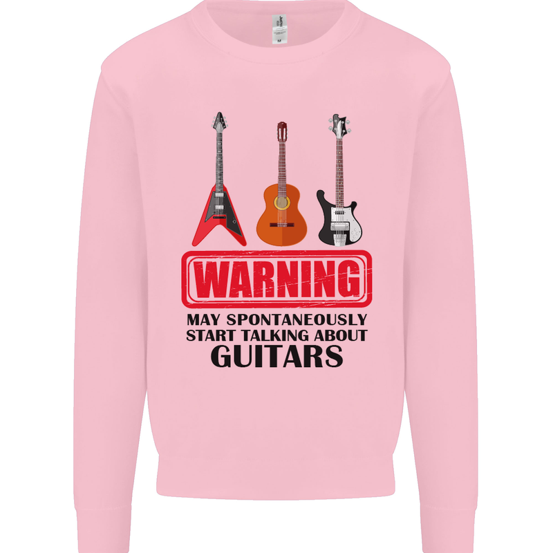 May Start Talking About Guitars Guitarist Mens Sweatshirt Jumper Light Pink