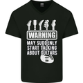 May Start Talking About Guitars Guitarist Mens V-Neck Cotton T-Shirt Black