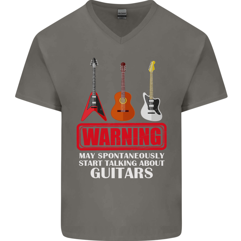 May Start Talking About Guitars Guitarist Mens V-Neck Cotton T-Shirt Charcoal