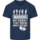 May Start Talking About Guitars Guitarist Mens V-Neck Cotton T-Shirt Navy Blue