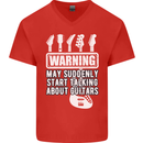May Start Talking About Guitars Guitarist Mens V-Neck Cotton T-Shirt Red