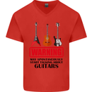 May Start Talking About Guitars Guitarist Mens V-Neck Cotton T-Shirt Red