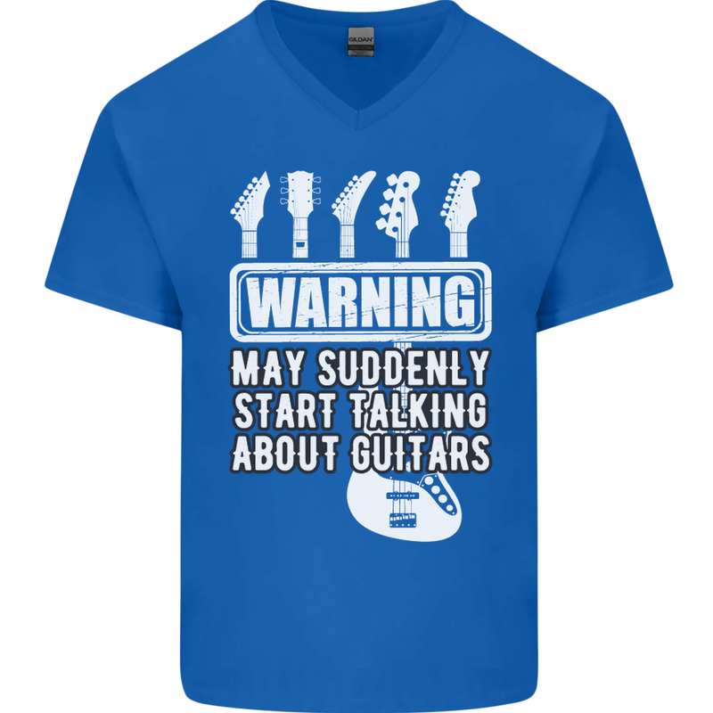May Start Talking About Guitars Guitarist Mens V-Neck Cotton T-Shirt Royal Blue
