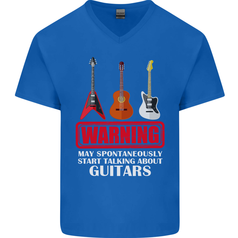 May Start Talking About Guitars Guitarist Mens V-Neck Cotton T-Shirt Royal Blue