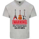 May Start Talking About Guitars Guitarist Mens V-Neck Cotton T-Shirt Sports Grey