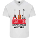 May Start Talking About Guitars Guitarist Mens V-Neck Cotton T-Shirt White