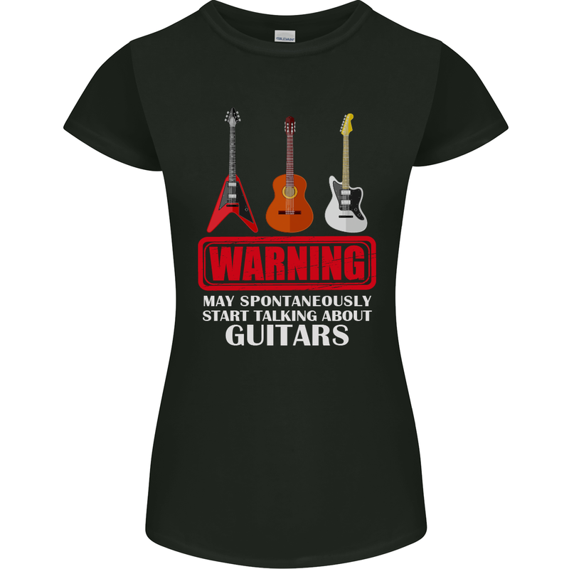 May Start Talking About Guitars Guitarist Womens Petite Cut T-Shirt Black