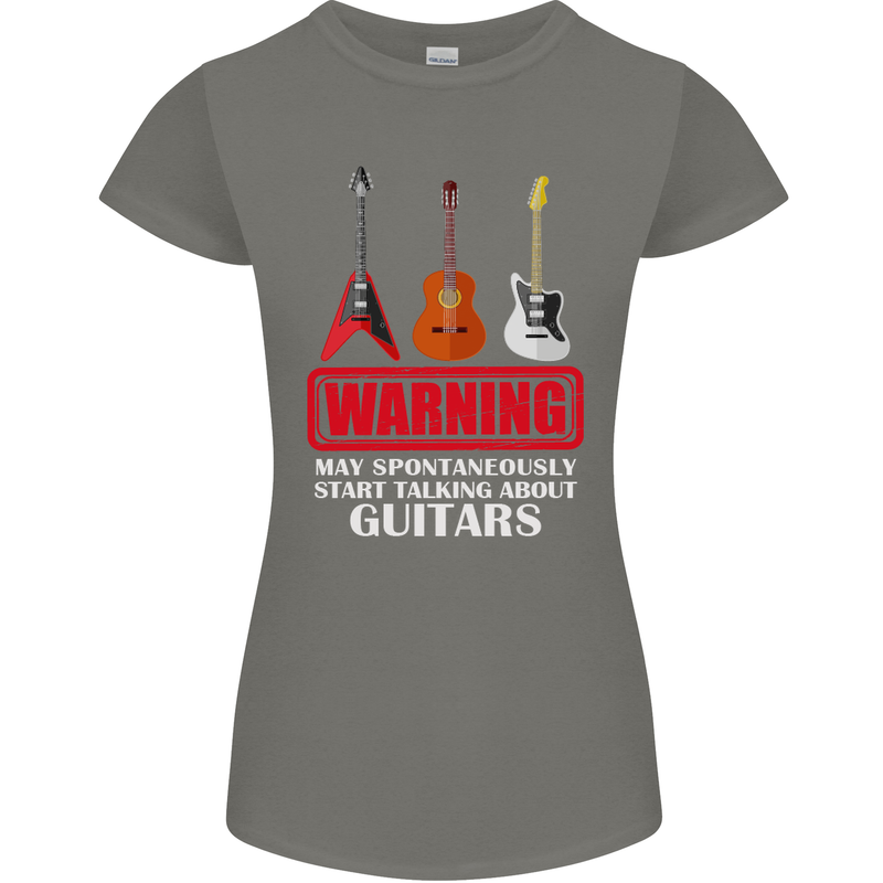 May Start Talking About Guitars Guitarist Womens Petite Cut T-Shirt Charcoal