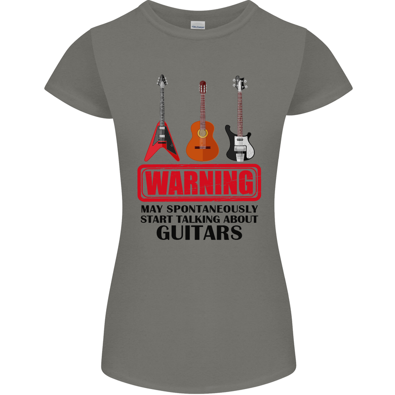 May Start Talking About Guitars Guitarist Womens Petite Cut T-Shirt Charcoal