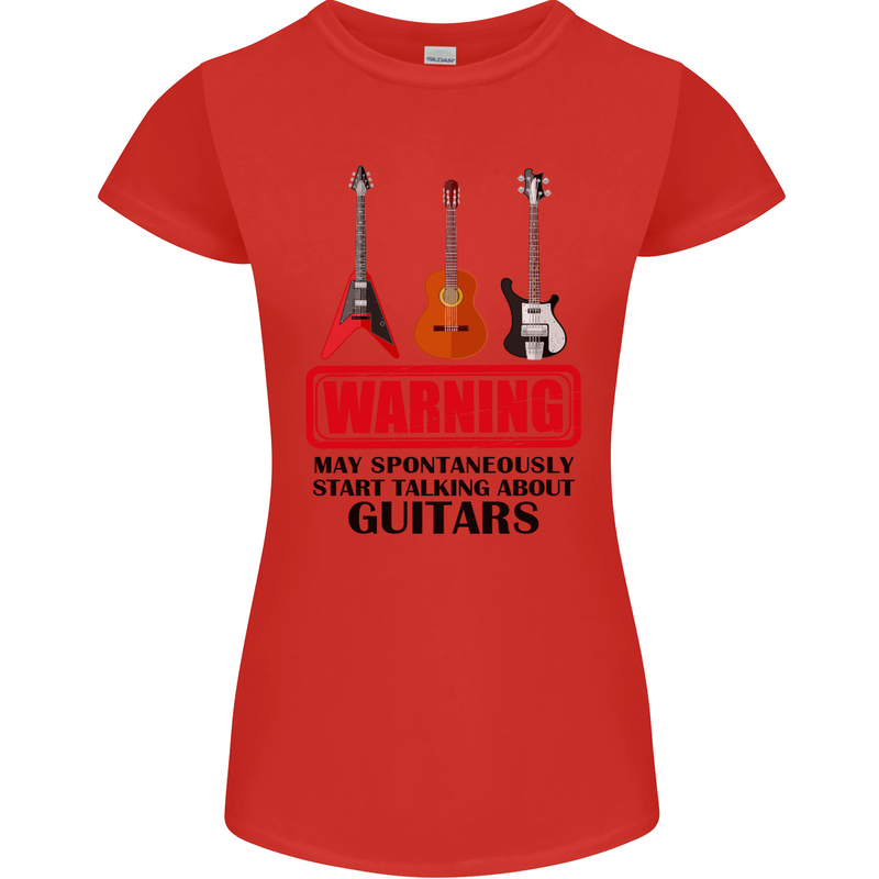 May Start Talking About Guitars Guitarist Womens Petite Cut T-Shirt Red