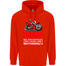 May Start Talking About Motorbikes Funny Childrens Kids Hoodie Bright Red