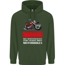 May Start Talking About Motorbikes Funny Childrens Kids Hoodie Forest Green