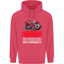 May Start Talking About Motorbikes Funny Childrens Kids Hoodie Heliconia