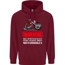 May Start Talking About Motorbikes Funny Childrens Kids Hoodie Maroon