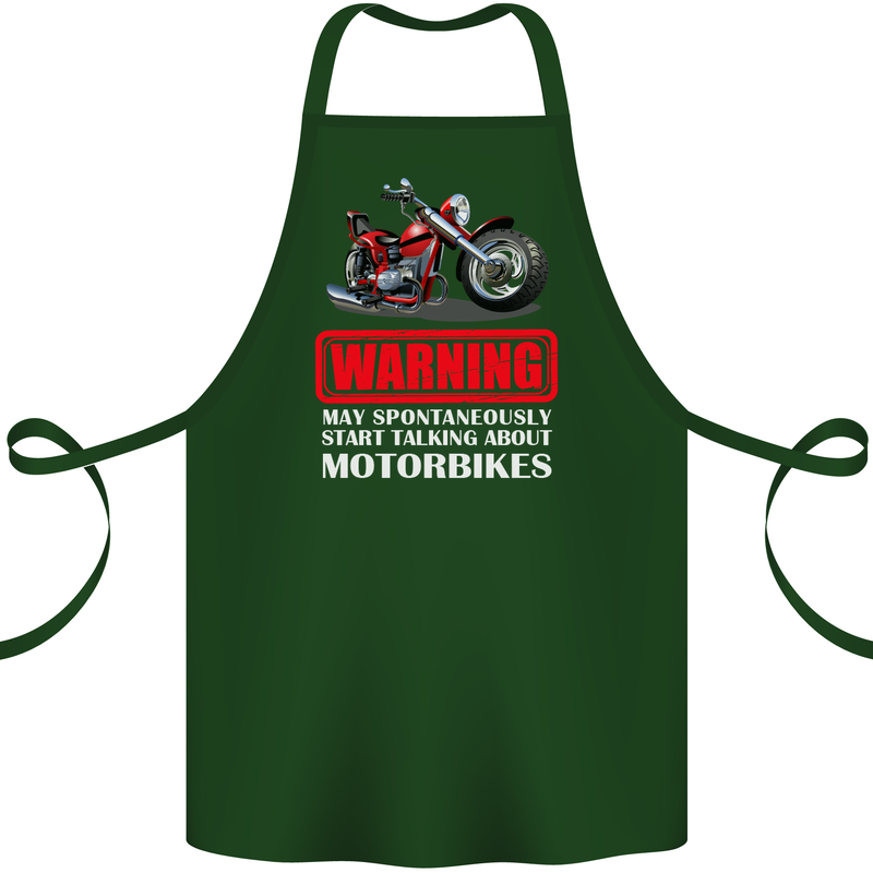 May Start Talking About Motorbikes Funny Cotton Apron 100% Organic Forest Green