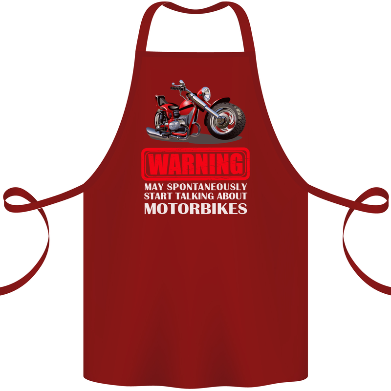 May Start Talking About Motorbikes Funny Cotton Apron 100% Organic Maroon