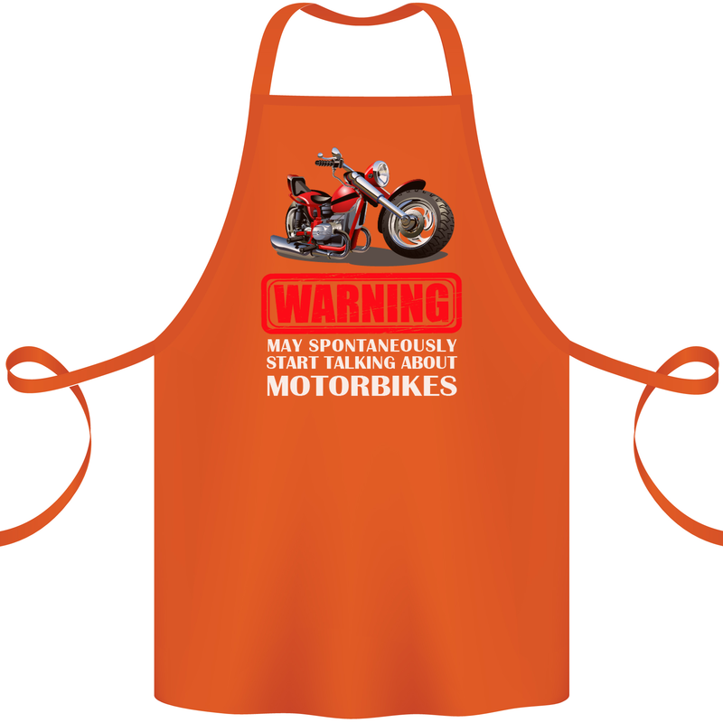 May Start Talking About Motorbikes Funny Cotton Apron 100% Organic Orange