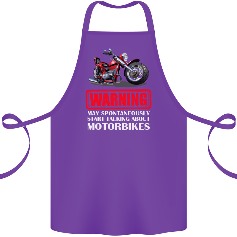 May Start Talking About Motorbikes Funny Cotton Apron 100% Organic Purple