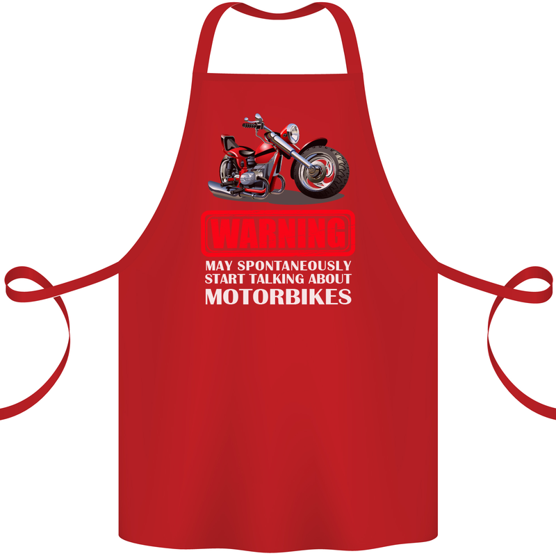 May Start Talking About Motorbikes Funny Cotton Apron 100% Organic Red