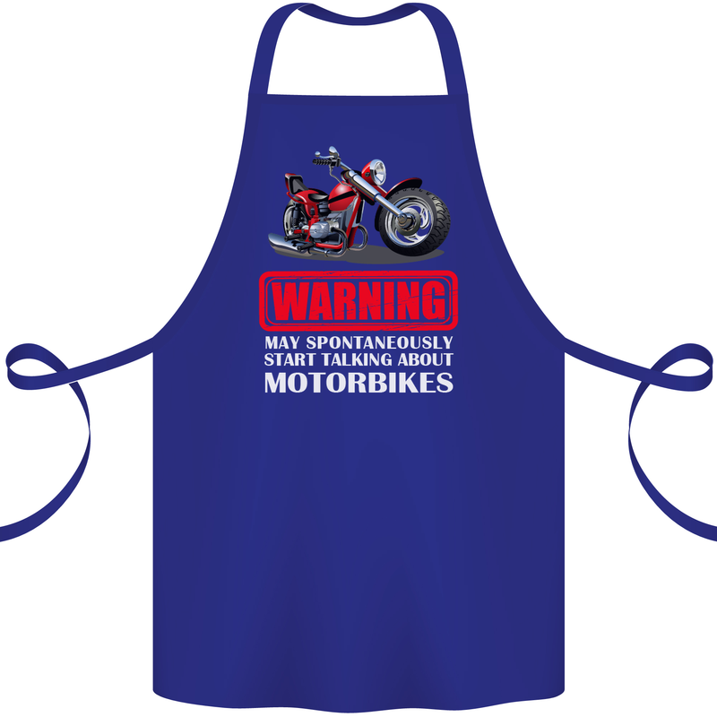 May Start Talking About Motorbikes Funny Cotton Apron 100% Organic Royal Blue