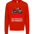 May Start Talking About Motorbikes Funny Kids Sweatshirt Jumper Bright Red