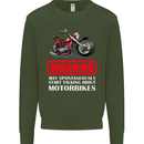 May Start Talking About Motorbikes Funny Kids Sweatshirt Jumper Forest Green