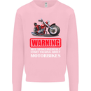 May Start Talking About Motorbikes Funny Kids Sweatshirt Jumper Light Pink