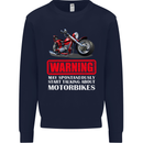 May Start Talking About Motorbikes Funny Kids Sweatshirt Jumper Navy Blue