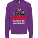 May Start Talking About Motorbikes Funny Kids Sweatshirt Jumper Purple